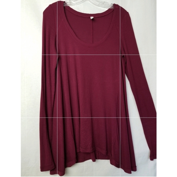 Free People Burgundy January Scoop Neck Jersey Swing Tunic Top Small - Picture 5 of 13